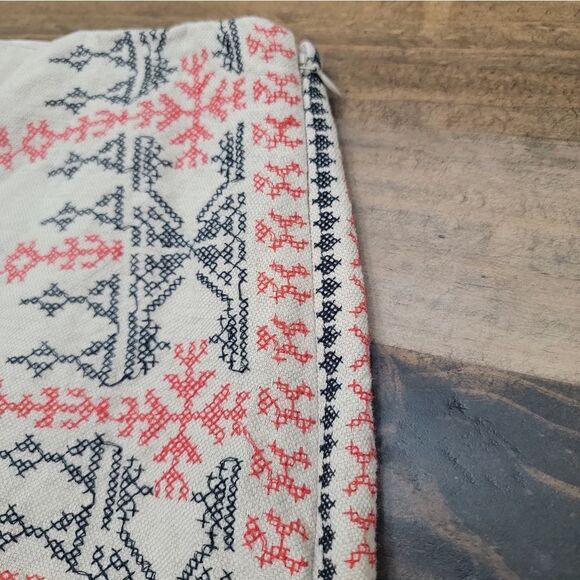 Loft Tan Embroidered Aztec Cotton Linen Mini Pencil Skirt Cross Stitch Size 8 - Picture 5 of 9